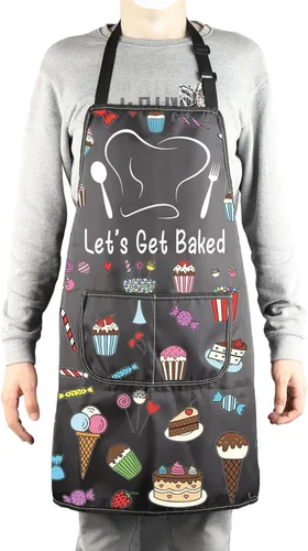 Miniatura 4 de MBMSO Delantal para hornear, regalos divertidos para panaderos, amantes de la cocina, delantal de cocina I Bake People Happy Delantal para hornear
