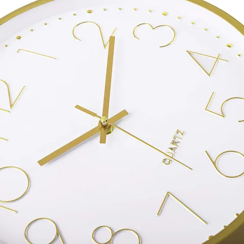 Miniatura 8 de Reloj de pared Foxtop dorado de 12 pulgadas, silencioso, sin tictac, funciona con pilas, redondo, de cuarzo, moderno, para oficina, sala de estar