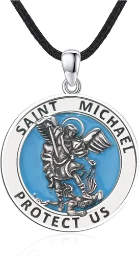 Miniatura 390 de Collar de plata de ley 925 con medalla de San Patrón, colgante de protección católica, amuleto, joyería religiosa para hombres y mujeres