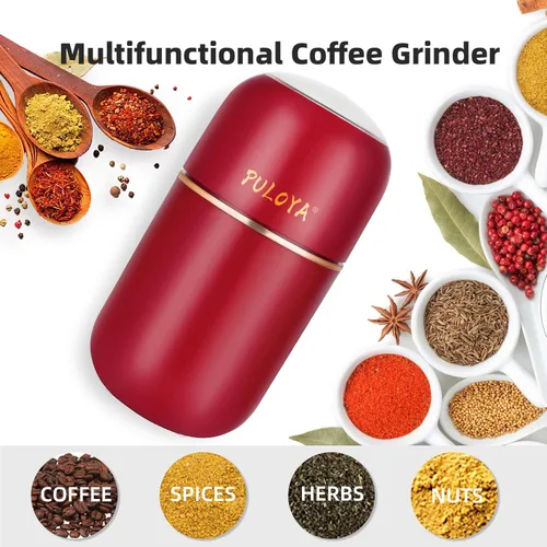 Miniatura 3 de Molinillo Eléctrico para Granos de Café, Especias, Hierbas, Granos y Frutos Secos, Cuchillas de Acero Inoxidable, 2.8 oz, Rojo