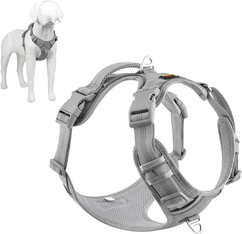 Miniatura 8 de Plutus Pet Arnés para perro sin tirones, liberación en el cuello, arnés reflectante ajustable para perro, asa de fácil control para caminar