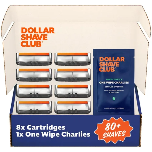Dollar Shave Club | 6 repuestos de maquinilla de afeitar (8 unidades) | 6 cuchillas de acero inoxidable para un afeitado cercano y cómodo, 1 una