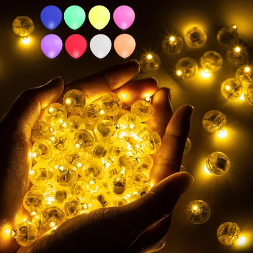 Miniatura 13 de Aogist 50 Piezas Luces para Globos Azules con Aro para Colgar, Mini Lámpara de Bola Redonda Pequeña Luz LED para Linternas de Papel y Vidrio
