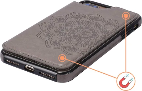 Miniatura 5 de UEEBAI Funda para iPhone SE 2022/7/8/SE 2020, funda de piel sintética con cierre magnético, ranuras para tarjetas, función de soporte