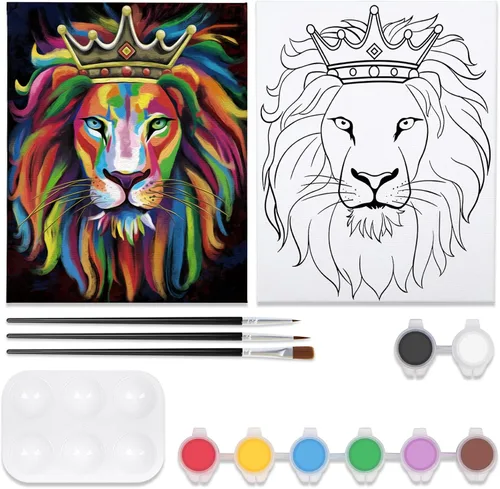 Miniatura 7 de Kit de pintura de lienzo predibujado para pintura para adultos, kits de fiesta, pintura y sorbos, suministros de fiesta, lienzo de 8 x 10 pulgadas