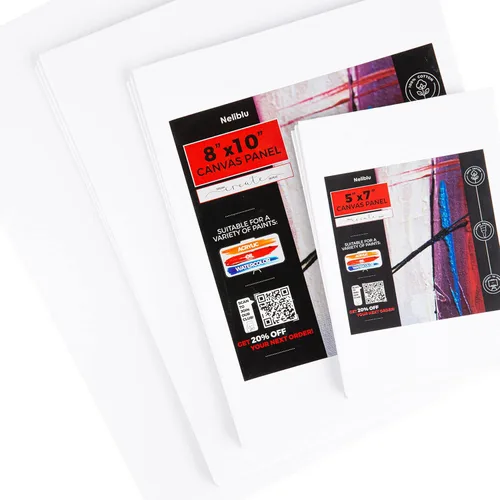 Neliblu Lienzos blancos para pintar, paquete de 12, variados, tableros de lienzo de pintura de algodón para pintura al óleo y acrílica, lienzo
