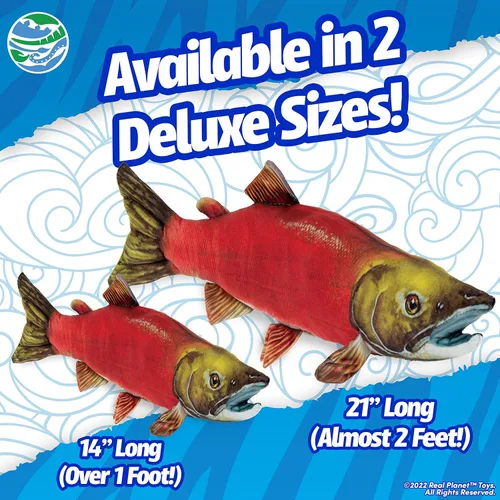 Miniatura 2 de Real Planet Peluche de pesca – Sockeye Salmon Trucha Bass Peluche de peluche para niños, regalos de pesca para hombres, juguetes de peluche de peces