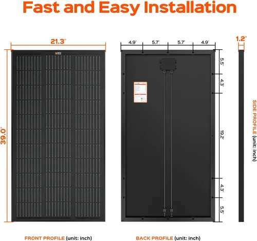 Miniatura 2 de RICH SOLAR Panel solar monocristalino premium de 100 W, 12 V, todo negro