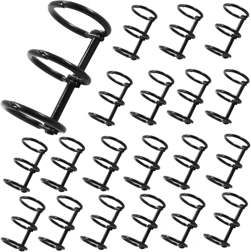 Miniatura 10 de Bonsicoky 10 piezas de 3 anillas de metal para hojas sueltas con bisagras de cierre, con diámetro interior de 20 mm, anillas para libros para diario