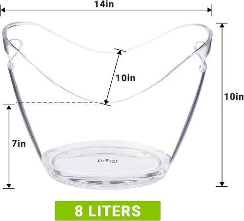 Miniatura 6 de Cubo de hielo para fiestas, botellas de vino o champán de acrílico transparente para bebidas (1, 8 litros)