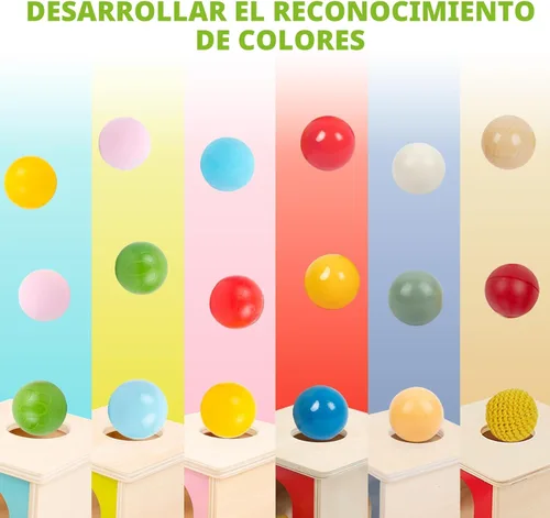 Miniatura 6 de Caja de permanencia de objetos con bandeja y tres bolas de juguetes Montessori para bebés de 6-12 meses, 1 año, bebés y niños pequeños típicos Adena