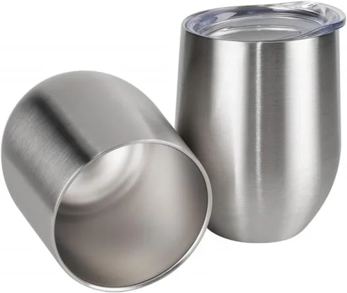 Miniatura 3 de Copas de vino de acero inoxidable, vaso aislado de doble pared con tapa para vino, café, bebidas, champán, cócteles (acero inoxidable)