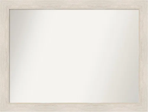 Amanti Art Espejo de baño blanco para sobre el fregadero, 34 x 45 pulgadas, espejo de tocador rectangular de madera blanca lavado a medida, marco de