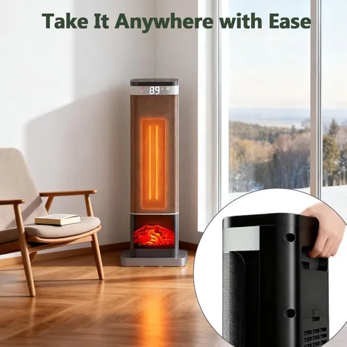 Miniatura 8 de Calentador de ambiente de 24" de 1500 W para uso en interior, calentador eléctrico portátil con control remoto, calentadores pequeños