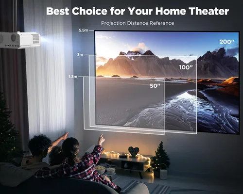 Miniatura 6 de Proyector DBPOWER 4K [Enfoque automático/Corrección de trapecio] con WiFi 5G y Bluetooth, 600 ANSI FHD nativo 1080P, proyector de películas al aire