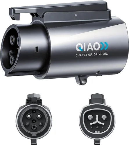 QIAO - Adaptador de carga Tesla a J1772, máximo 80 A 250 V CA, convertidor NACS chapado en plata para carga eficiente de EV de nivel 2, compatible