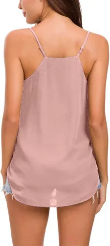 Miniatura 29 de Camiseta de chifón con tirantes delgados ajustables y cuello en V