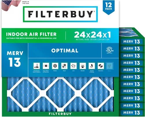 Miniatura 29 de Filterbuy Filtro de aire de 8 x 14 x 1 pulgadas MERV 13 de defensa óptima (paquete de 12), filtros de aire de repuesto plisados HVAC para calderas