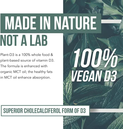 Miniatura 4 de Vitamina D3 orgánica de 10,000 UI – Planta D3, vegana, fuerza máxima sublingual líquido D3 gotas – 200% mayor absorción, 100%