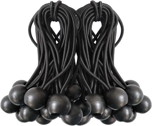 Cuerdas elásticas de bola, 50 paquetes, cordones de amarre negros de 4 pulgadas para lona, refugio de toldo, tubo de pared, resistente a los rayos UV