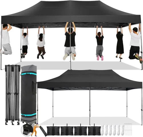 Miniatura 43 de COBIZI Toldo desplegable de 6.6 x 6.6 pies sin pared lateral, toldo resistente UPF 50+ para todas las estaciones, resistente al viento e Azul