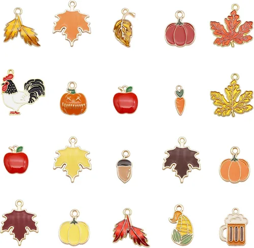 Miniatura 10 de Julie Wang Alloy Pendant for Halloween Thanksgiving Christmas Valentine’s Day Gifts Jewelry Making - Pumpkin, Maple Leaf, Snowflake, Heart Charms