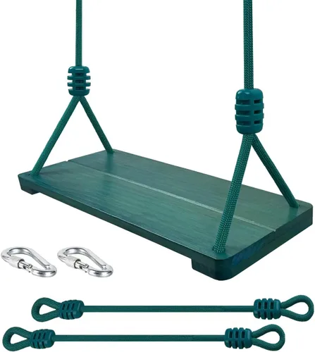 Asiento de columpio de madera, nostálgico columpio de madera para exteriores para niños y adultos, juego de correas de árbol, accesorios para patio