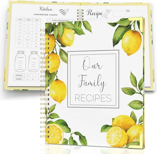 Libro de recetas para escribir en tus propias recetas, diario familiar en blanco para crear tu propio libro de cocina de 100 páginas, organizador de