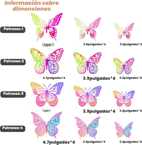 Miniatura 6 de SAOROPEB Decoración de pared de mariposa 3D, 48 piezas, 4 estilos, 3 tamaños, decoraciones de mariposa morada para decoraciones de cumpleaños