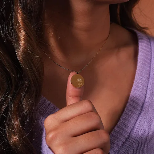 Miniatura 2 de FANCY SHINY Collar con colgante de acero inoxidable grabado para mujer regalo para ella