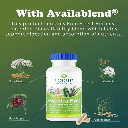 Miniatura 7 de Ridgecrest Herbals EssentialEyes, suplementos vitamínicos naturales para los ojos, contiene luteína, zeaxantina, extracto de arándano, apoya