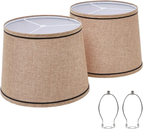 Miniatura 17 de Juego de 2 pantallas de lámpara gris, pantallas de tambor, pantalla de lámpara de 25.4 cm de altura, pantallas de lámpara para lámpara de mesa