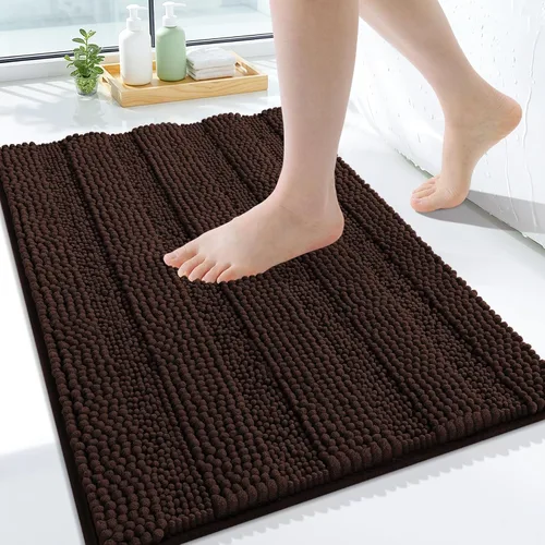 Miniatura 186 de Grandaily Alfombras de baño de felpilla a rayas de 24 x 16 pulgadas, extra gruesas y suaves, absorbentes, parte trasera de goma, alfombra de ducha