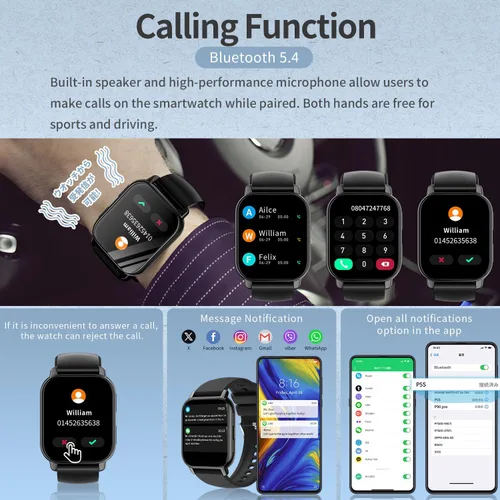Miniatura 6 de Reloj inteligente de 1.85 pulgadas con pantalla grande para hombres y mujeres, Bluetooth 5.4 con función de llamada, podómetro, reloj deportivo