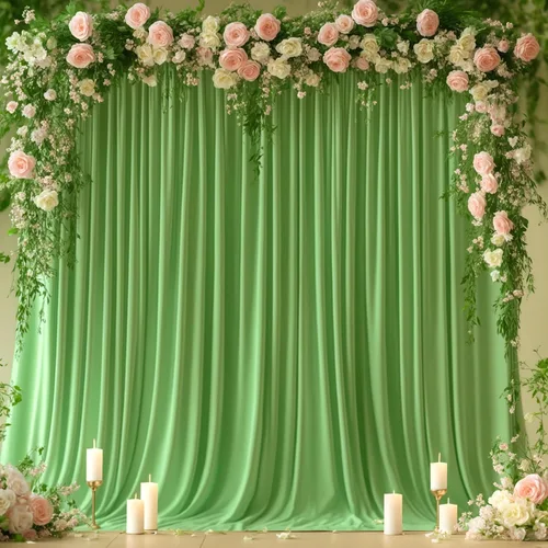 Miniatura 55 de Cortinas de fondo azul bebé de 8 x 10 pies para bodas, cortinas de fondo de poliéster sin arrugas, para baby shower, fiestas de cumpleaños