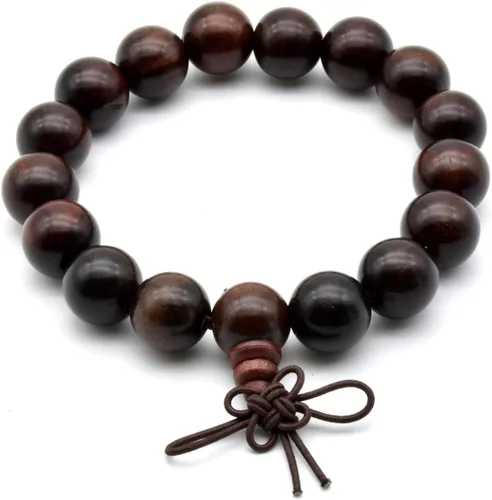 Miniatura 18 de Zen Dear Brazalete y collar de meditación Mala, para cultura budista y oración busita, cuentas de Buddha, unisex, palisandro natural