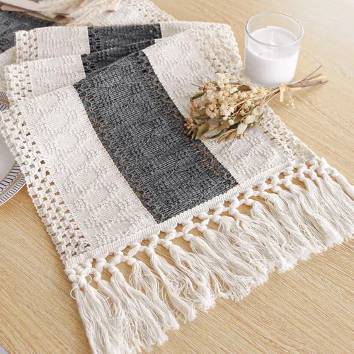 Miniatura 8 de FEXIA - Camino de mesa bohemio con borlas, para decoración del hogar, de macramé para decoración de habitación, comedor, dormitorio, despedida