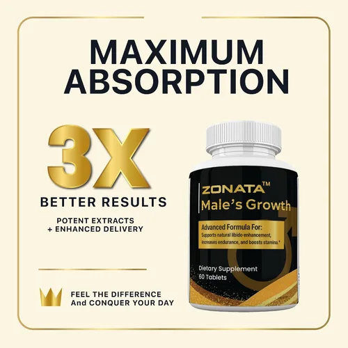 Miniatura 2 de Zonata Paquete de 3 suplementos dietéticos de crecimiento masculino para hombres, el crecimiento masculino mejora naturalmente el rendimiento