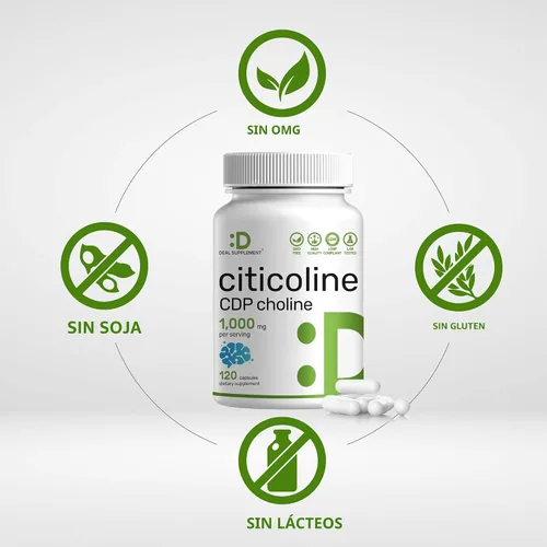 Miniatura 3 de Citicolina CDP Colina, 1,000mg por porción, 120 cápsulas – Suplementos de colina de fuerza extra – Propiedades de vitamina B nootrópica – Promueve