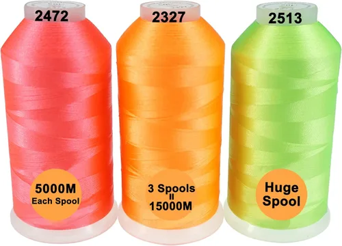 Miniatura 22 de New brothreads - 40 opciones - Varios paquetes de colores surtidos de hilo de poliéster para máquina de bordar, carrete grande de 5000 m para todas