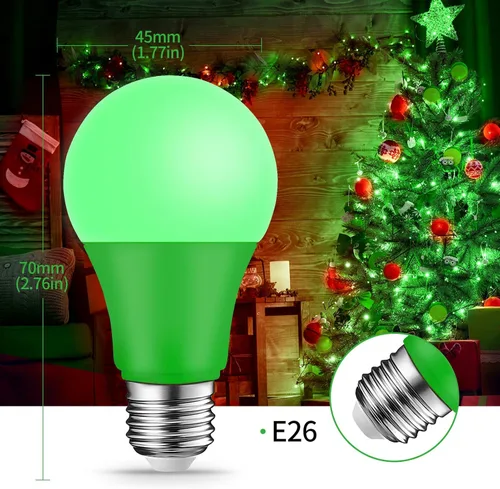 Miniatura 3 de Bombilla de luz roja, bombillas de luz verde, bombilla de color, 9W (equivalente a 6W), base E26 para decoración de Halloween, Navidad, fiesta, bar