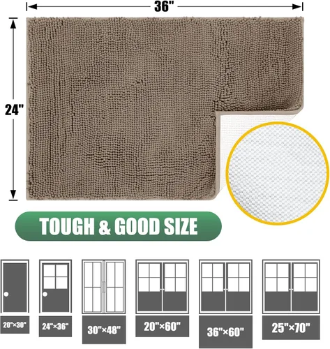 Miniatura 2 de IM HOME Felpudo absorbente de chenilla para exterior de 36" x 24", tapetes para perros antideslizantes lavables para interiores, tapete para perros