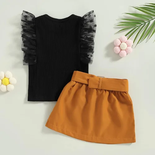 Miniatura 136 de TheFound Trajes de verano para niñas pequeñas, sin mangas, de punto acanalado, halter, pantalones cortos, ropa para recién nacidos, conjunto de 3