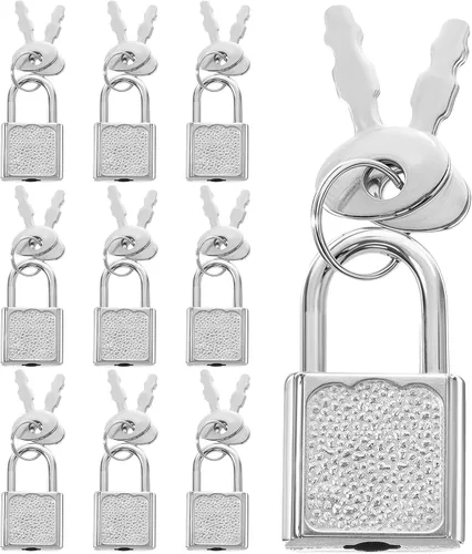 10 piezas Mini lindo diario candados pequeños candados de equipaje con llaves candado pequeño candado plateado maleta cerradura para cajas de
