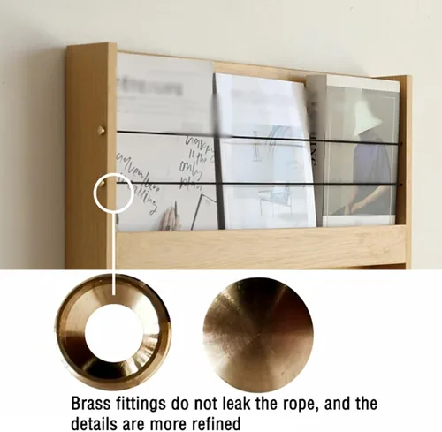 Miniatura 5 de HIHELO Estantería de madera para libros con gancho, estantería de madera para colgar en la pared, estante de almacenamiento de revistas de pared