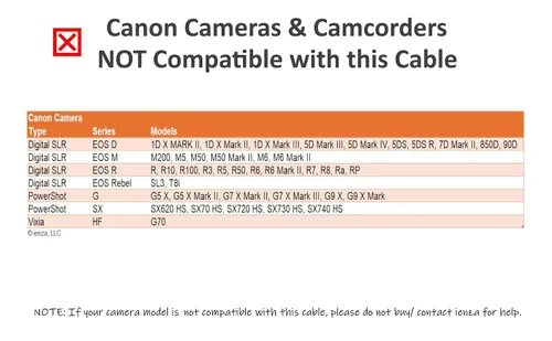 Miniatura 5 de Cámara IFC-400PCU IFC-200U IFC-500U Cable de transferencia de datos/archivos USB Cable Cable para Canon PowerShot ELPH 360 HS, Rebel EOS T1i T2i T3