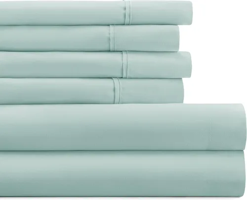 Miniatura 4 de Merit Linens Juego de sábanas de microfibra sólida ultra suave con fundas de almohada adicionales, tamaño individual, aguamarina