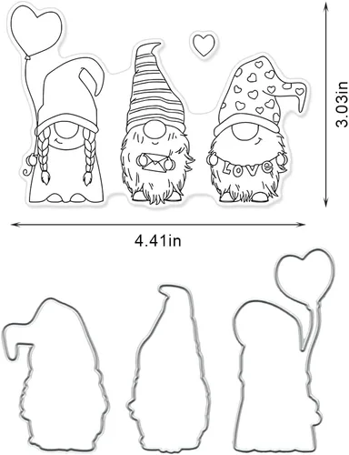 Miniatura 2 de Sellos y troqueles de gnomos para hacer tarjetas, sello transparente de Papá Noel, troqueles de corte de Navidad, troqueles de corazón de graduación