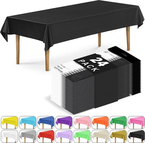 Miniatura 37 de DecorRack 2 Manteles rectangulares de plástico libres de BPA, 54 x 108 pulgadas, mantel de mesa para comedor, mantel rectangular para fiestas
