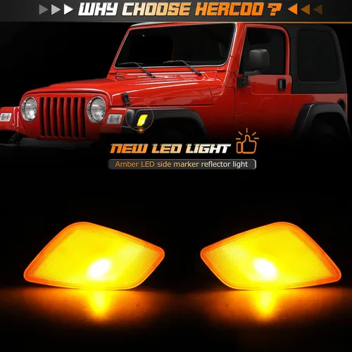 Miniatura 5 de HERCOO Luces LED de señal de estacionamiento, luces de marcador lateral, cubierta de lentes de lámparas, bombillas ámbar para conductor y pasajero